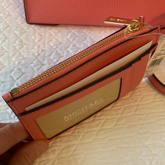 NWT Bundle of MICHAEL KORS Mercer Med Crossbody satchel Tea Rose with ID Wallet - Picture 11 of 13